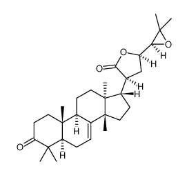 (13α,14β,17α,20S,23R,24S)-24,25-Epoxy-23-hydroxy-3-oxo-5α-lanost-7-en-21-oic acid γ-lactone结构式