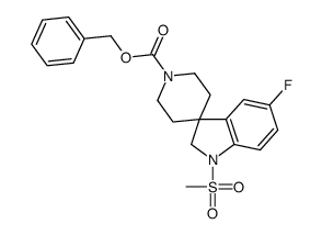 5-氟-1-(甲基磺酰基)螺吲哚啉-3,4’-哌啶-1’-羧酸苄酯结构式
