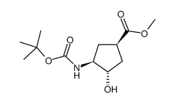 (1S,2S,4R)-N-Boc-1-氨基-2-羟基环戊烷-4-羧酸甲酯结构式