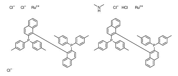二甲铵二氯三(μ-氯)双[(S)-(-)-2,2′-双(二-对甲苯基膦)-1,1′-联萘基]二钌酸盐(II)结构式