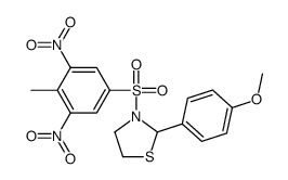 (9CI)-2-(4-甲氧基苯基)-3-[(4-甲基-3,5-二硝基苯基)磺酰基]-噻唑烷结构式