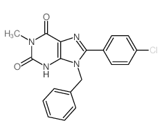 9-benzyl-8-(4-chlorophenyl)-1-methyl-3H-purine-2,6-dione结构式