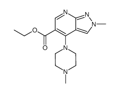 2-methyl-4-(4-methyl-piperazin-1-yl)-2H-pyrazolo[3,4-b]pyridine-5-carboxylic acid ethyl ester结构式