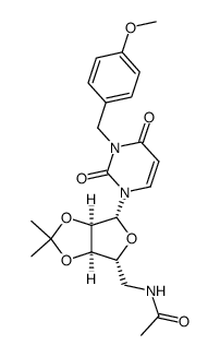 1-(5-acetamido-5-deoxy-2,3-O-isopropylidene-β-D-ribofuranosyl)-3-(4-methoxybenzyl)uracil结构式