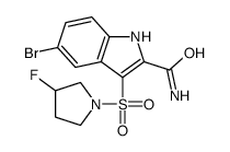 5-bromo-3-(3-fluoropyrrolidin-1-yl)sulfonyl-1H-indole-2-carboxamide结构式