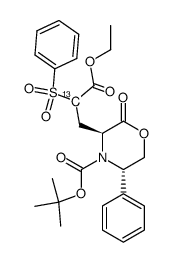 (3S,5S)-tert-butyl 3-(3-ethoxy-3-oxo-2-phenylsulfonyl-[2-13C]propyl)-2-oxo-5-phenylmorpholine-4-carboxylate Structure