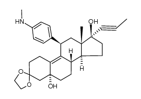 11β-(4-methylaminophenyl)-[3,3-(1,2-ethylenedioxybisoxy)]-17α-(1-propynyl)-estra-9-en-5α,7β-diol结构式