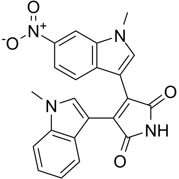 3-(1-甲基-1H-吲哚-3-基)-4-(1-甲基-6-硝基-1H-吲哚-3-基)-1H-吡咯-2,5-二酮结构式
