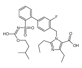5-ethyl-3-[[2-fluoro-4-[2-(3-methylbutoxycarbonylsulfamoyl)phenyl]phenyl]methyl]-2-propylimidazole-4-carboxylic acid结构式