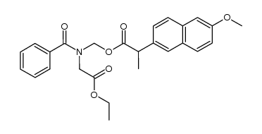 (N-(2-ethoxy-2-oxoethyl)benzamido)methyl 2-(6-methoxynaphthalen-2-yl)propanoate结构式