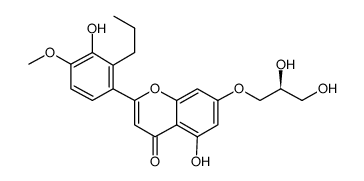(S)-5-hydroxy-2-(3-hydroxy-4-methoxy-2-propylphenyl)-7-(2,3-dihydroxypropoxy)-4H-1-benzopyran-4-one结构式