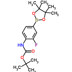 N-Boc-3-氟-4-氨基苯硼酸频哪醇酯结构式
