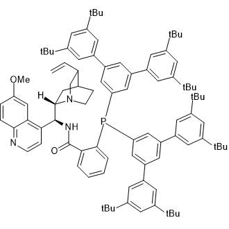 2-(双(3,3″,5,5″-四叔丁基-[1,1′:3′,1″-三联苯基]-5′-基)膦酰基)-N-((S)-(6-甲氧基喹啉-4-基)((1S,2S,4S,5R)-5-乙烯基奎宁环-2-基)甲基)苯甲酰胺结构式