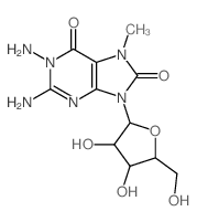Guanosine,1-amino-7,8-dihydro-7-methyl-8-oxo- (9CI)结构式