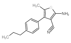 2-氨基-5-甲基-4-(4-丙基苯基)噻吩-3-甲腈结构式
