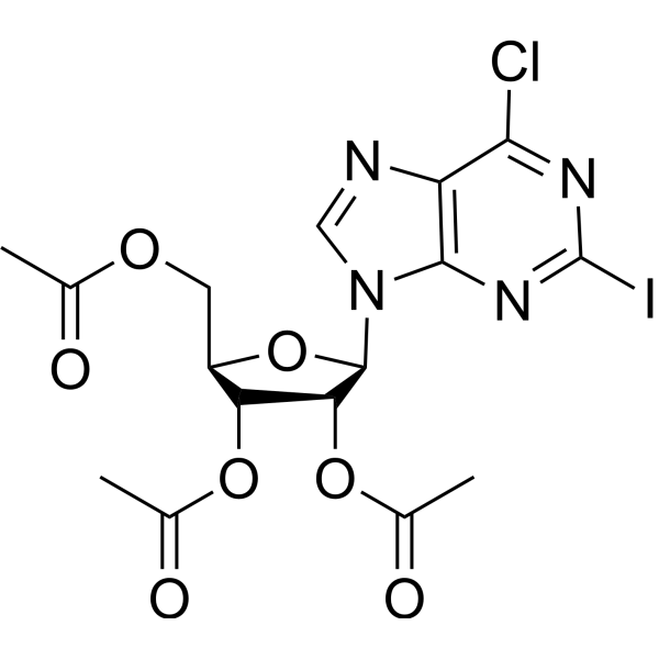 6-Chloro-2-iodo-9-(2’,3’,5’-tri-O-acetyl-β-D-ribofuranosyl)purine Structure
