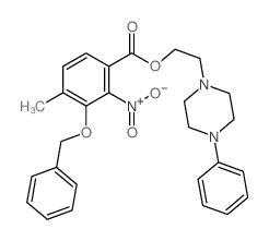 Benzoic acid,4-methyl-2-nitro-3-(phenylmethoxy)-, 2-(4-phenyl-1-piperazinyl)ethyl ester Structure