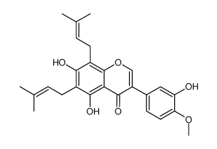 5,7,3'-trihydroxy-4'-methoxy-6,8-di-C-prenylisoflavone Structure