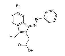 2-[5-bromo-1-ethyl-3-(phenylhydrazinylidene)inden-2-yl]acetic acid结构式