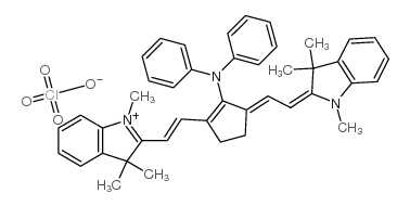 [2,5-bis[2-(1,3,3-trimethylindol-2-ylidene)ethylidene]cyclopentylidene]-diphenylazanium,perchlorate Structure