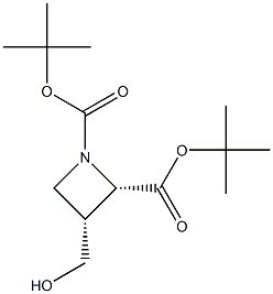 (2S,3R)-3-(羟甲基)氮杂环丁烷-1,2-二羧酸二叔丁酯结构式