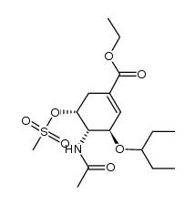 (3R,4S,5R)-4-acetylamino-3-(1-ethyl-propoxy)-5-methanesulfonyloxy-cyclohex-1-enecarboxylic acid ethyl ester Structure