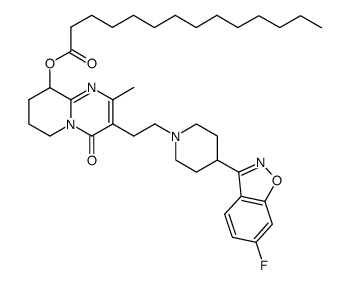 十四酸3-[2-[4-(6-氟-1,2-苯并异恶唑-3-基)-1-哌啶基]乙基]-6,7,8,9-四氢-2-甲基-4-氧代-4H-吡啶并[1,2-a]嘧啶-9-酯结构式