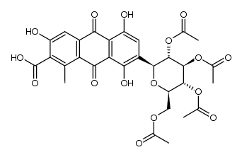 3,5,8-trihydroxy-1-methyl-9,10-dioxo-7-((2S,3S,4R,5R,6R)-3,4,5-triacetoxy-6-(acetoxymethyl)tetrahydro-2H-pyran-2-yl)-9,10-dihydroanthracene-2-carboxylic acid结构式