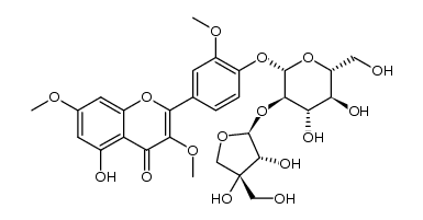 3,7,3'-tri-O-methylquercetin 4'-O-D-apio-β-D-furanosyl-(1→2)-O-β-D-glucopyranoside Structure