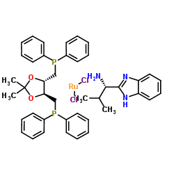 二氯[(4S,5S)-(+)-4,5-双(二苯基膦甲基)-2,2-二甲基-1,3-二氧戊环] [(S)-(-)-2-(异丙基)甲胺)-1H-苯并咪唑]钌(II)结构式