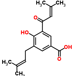 4-羟基-3-(3-甲基-2-丁烯酰基)-5-(3-甲基-2-丁烯基)苯甲酸图片