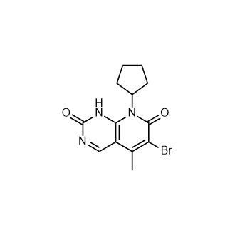 6-溴-8-环戊基-2-羟基-5-甲基吡啶并[2,3-d]嘧啶-7(8H)-酮(帕布昔利布杂质)结构式