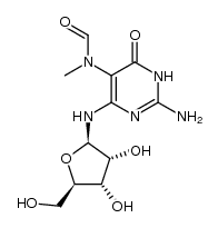 2-amino-5-(formylmethylamino)-4-(1-furanosylamino)pyrimidine-6(1H)-one Structure