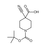 1-(tert-Butoxycarbonyl)-4-cyanopiperidine-4-carboxylic acid Structure