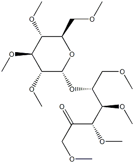 1-O,3-O,4-O,6-O-Tetramethyl-5-O-(2-O,3-O,4-O,6-O-tetramethyl-α-D-glucopyranosyl)-D-fructose Structure
