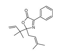 2-(3-methylbut-2-en-1-yl)-2-(2-methylbut-3-en-2-yl)-4-phenyloxazol-5(2H)-one结构式