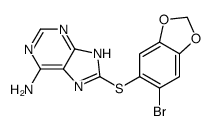 8-[(6-bromo-1,3-benzodioxol-5-yl)sulfanyl]-7H-purin-6-amine结构式