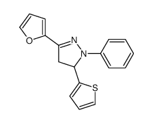 5-(furan-2-yl)-2-phenyl-3-thiophen-2-yl-3,4-dihydropyrazole结构式