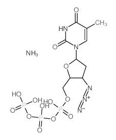 azane,[[3-azido-5-(5-methyl-2,4-dioxopyrimidin-1-yl)oxolan-2-yl]methoxy-hydroxyphosphoryl] phosphono hydrogen phosphate Structure