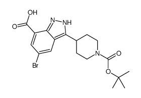 1H-INDAZOLE-7-CARBOXYLIC ACID, 5-BROMO-3-[1-[(1,1-DIMETHYLETHOXY)CARBONYL]-4-PIPERIDINYL]-结构式