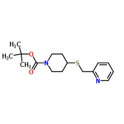 4-(Pyridin-2-ylmethylsulfanyl)-piperidine-1-carboxylic acid tert-butylester结构式