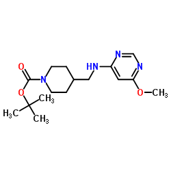 4-[(6-甲氧基-嘧啶-4-基氨基)-甲基]-哌啶-1-羧酸叔丁基酯结构式