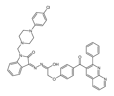 N-[(Z)-[1-[[4-(4-chlorophenyl)piperazin-1-yl]methyl]-2-oxoindol-3-ylidene]amino]-2-[4-(2-phenyl-1,8-naphthyridine-3-carbonyl)phenoxy]acetamide Structure