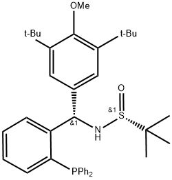[S(R)]-N-[(S)-[3,5-双(1,1-二甲基乙基)-4-甲氧基苯基] [2-(二苯基膦基)苯基]甲基]-2-甲基-2-丙烷亚磺酰胺结构式