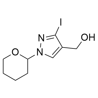 (3-碘-1-(四氢-2H-吡喃-2-基)-1H-吡唑-4-基)甲醇结构式