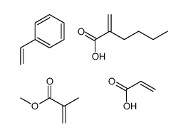 2-甲基-2-丙烯酸甲酯与2-丙烯酸丁酯、乙烯基苯和2-丙烯酸的聚合物结构式