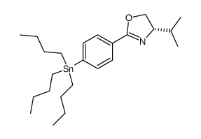 (S)-4-isopropyl-2-(4-tributylstannanyl-phenyl)-4,5-dihydro-oxazole Structure