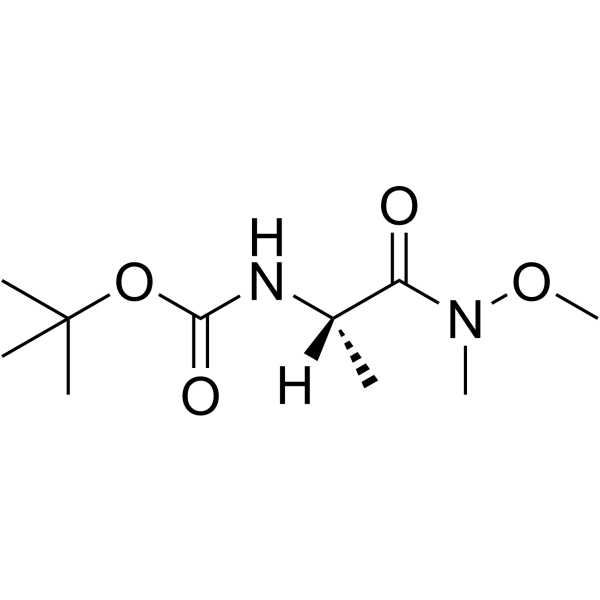 N-(叔丁氧基羰基)-L-丙氨酸-N′-甲氧基-N′-甲酰胺结构式