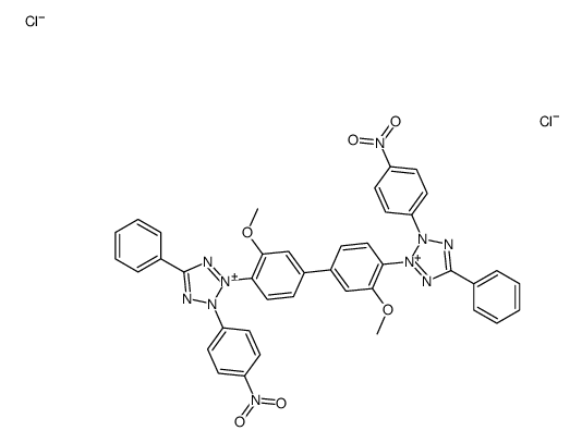 2-[2-methoxy-4-[3-methoxy-4-[3-(4-nitrophenyl)-5-phenyltetrazol-2-ium-2-yl]phenyl]phenyl]-3-(4-nitrophenyl)-5-phenyltetrazol-2-ium,dichloride结构式