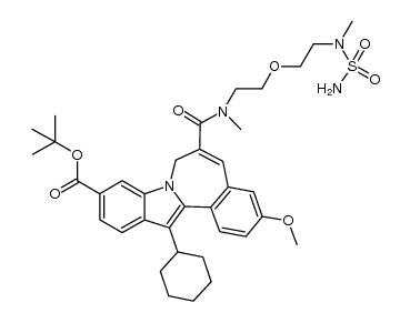 6-[[[2-[2-[(aminosulfonyl)methylamino]ethoxy] ethyl]methylamino]carbonyl]-13-cyclohexyl-3-methoxy-7H-indolo[2,1-a][2]benzazepine-10-carboxylic acid, 1,1-dimethylethyl ester结构式